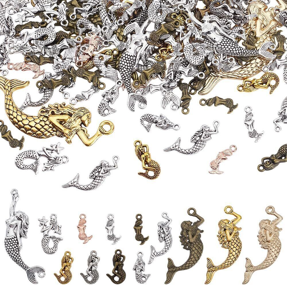 6322 115Pcs Ocean Sealife Mermaid Charms 13 Style Tibetan Metal Pendants